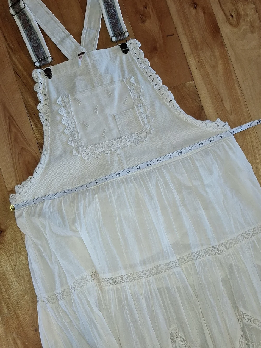 Free People Trails End Lace Crochet Vintage Overall Maxi Dress Skirtall XL - Picture 11 of 15